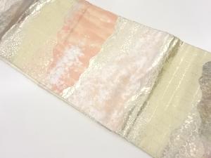 引箔道長取に花唐草・芝模様織出し名古屋帯